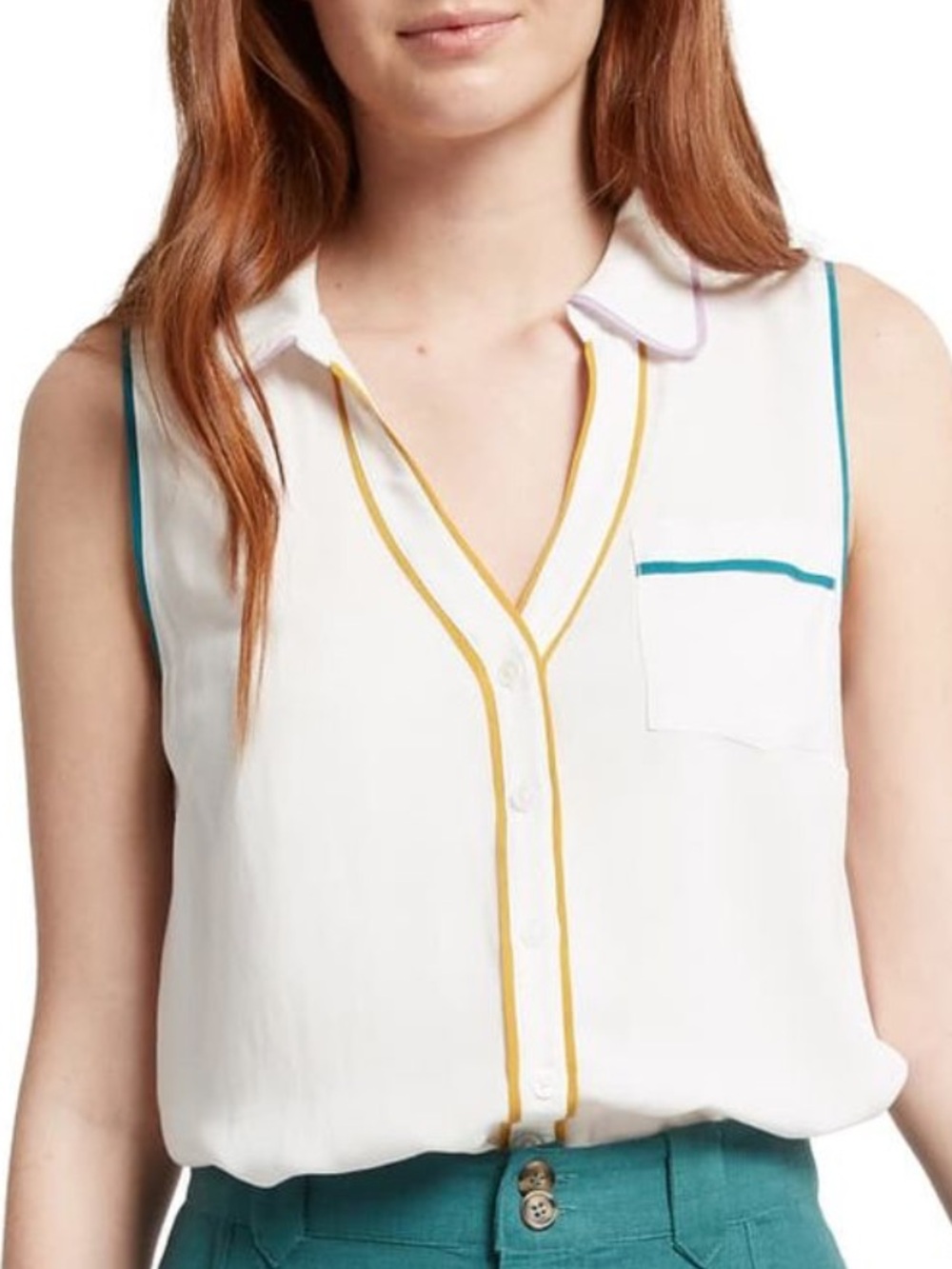ModCloth "Primary Colors" Sleeveless Button Up Blouse!